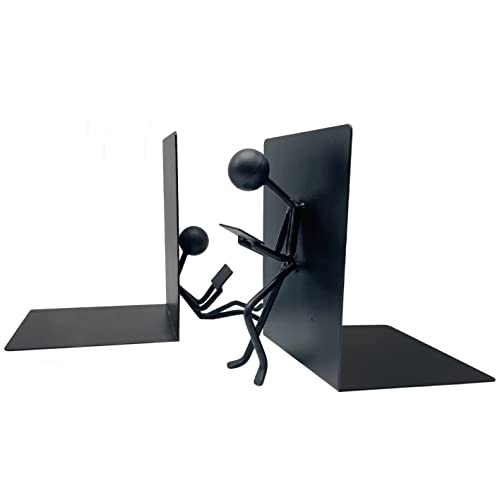 Ottimo Heavy Duty Metal Unique Office Desk Bookends For Use As Bookshelf Decor, Home, Office Or Kitchen Shelves. Unique, Cute And Decorative Book Stopper To Hold Books, Great Gift Idea (Black) #TOP6