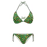 Psaytomey Fashion Triangle Bikini Swimsuit for Women Green Christmas Light Women's Two-Piece Swimsuit Tie Side Sexy Swimsuit Oversized Halter Beachwear Bathing Suit