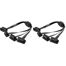 50cm / 20" OBD2 OBDII 1 to 3 Ultra Low Profile Straight Port 16 Pin Male to Female Y Splitter Cord Car Diagnostic 1 x Male and 3 x Female OBD Extension Cable Pack of 2