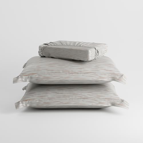 Image of Stoa Paris 350TC Luxture Cotton King Fitted Bedding Set with 2 Pillow Covers, All-Around Elastic Fitted Bedsheet 183cm x 198cm + 30cm Drop, All Season Comfort, Breathable, Panache 2.0 - White