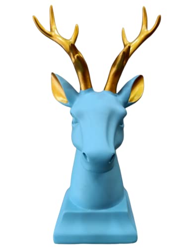 Image of AUGEN Polyresin Blue Deer Idol Statue Showpiece for Home Decor Decoration and Gifting (1 Piece,9830D)