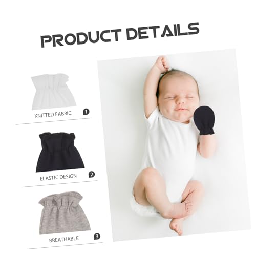 SAFIGLE 3pairs Boy Girl Mittens for Newborns Soft Knitted Gloves with Elastic Design Anti-scratch Protection for Delicate Skin for Boys and Girls Portable Daily Use4