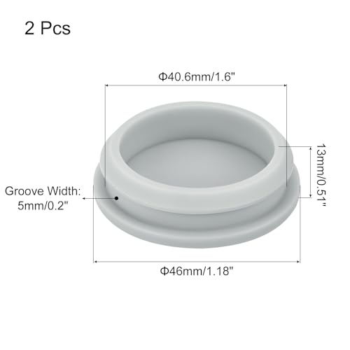 Image of MECCANIXITY 2pcs Silicone Snap in Locking Hole Plugs,40.6mm /1.6 Inch Mounting Diameter Narrow Groove Width 5mm Panel Seal Cover Round for Kitchen Bulkheads Waterproof Sealing Plugs Grey
