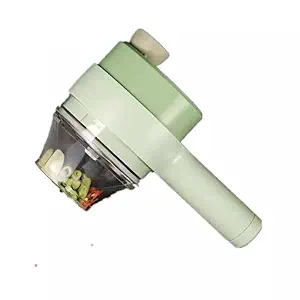 Ocean Plastwares 4 in 1 Handheld Electric Vegetable Cutter Set Wireless Hand held Food Processor Vegetable Chopper for Garlic Chili Onion Slicer Kitchen Portable Wireless USB Cable(Pack of 1)