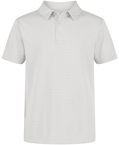 Nautica Boys' Active Short Sleeve Performance Embossed Striped Polo, White, 18-20 Husky - image 1