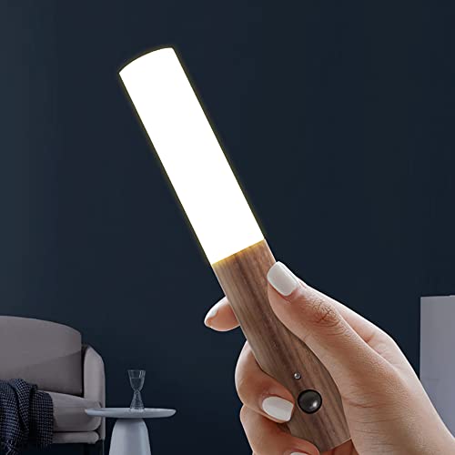 Magnetic Night Light Cordless Motion Sensor Night Light,Rechargeable Wall Lights, Wall Mounted Torch Lights For Bedroom, Hallway, Stairway, Children Room And More(Walnut Wood 2Pc No-Hb001 #TOP6
