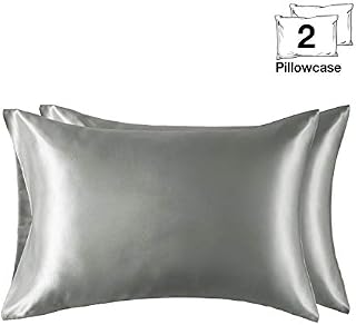 Tempcore Satin Pillowcase for Hair and Skin Standard/Queen Size 2-Pack, 20x30 Light Grey