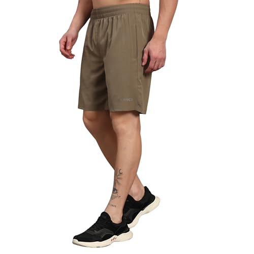 Image of ATICX Polyester Shorts for Men - Quick Dry Lightweight with Zipper Pockets - Gym, Running, Jogging, Training Half Pants for Basketball, Swimming, Badminton, Cycling, Football, Outdoor & Home Wear
