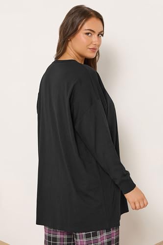 Yours Curve 'Go Where The Stars Take You' Slogan Pyjama Top - Women's - Plus Size Curve Black - Image 3