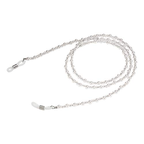 Boburyl Gafas de retención de la Cadena de Gafas de Sol con Cuentas Cuerda Gafas Soporte para la Correa de la decoración, Blanca Cover