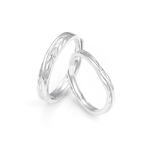 Alliance argent 925 couple réglable bague de couple argent épis de blé mariage