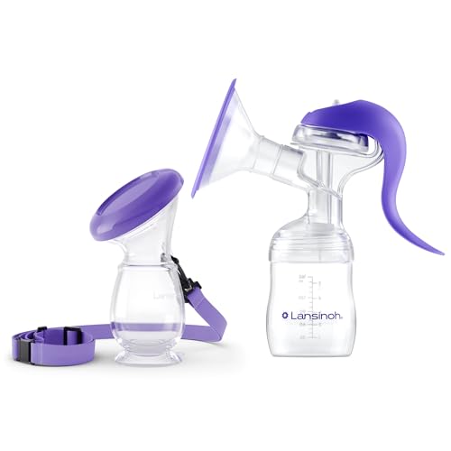 Image of Lansinoh Manual Breast Pump and Silicone Breast Pump Bundle for Breastfeeding Moms