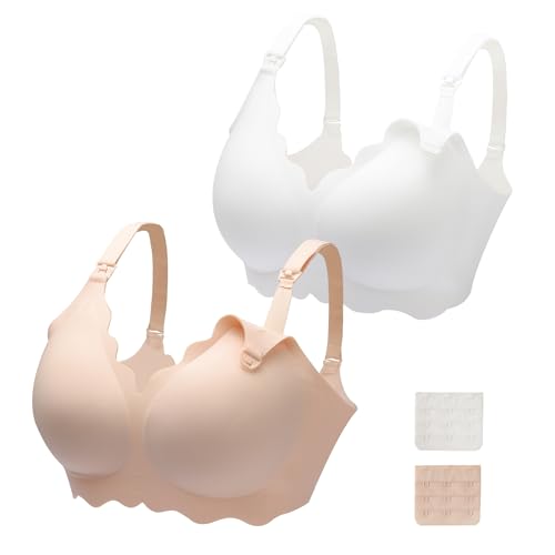 Image of Flyxunfri Nursing Bras for Breastfeeding,Pack of 2 Seamless Maternity Bras for Pregnancy Wireless Bralette Sleep Bra