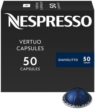 Nespresso Capsules Vertuo, Diavolitto, Dark Roast Espresso, 50-Count Espresso Pods, Brews 1.35oz.