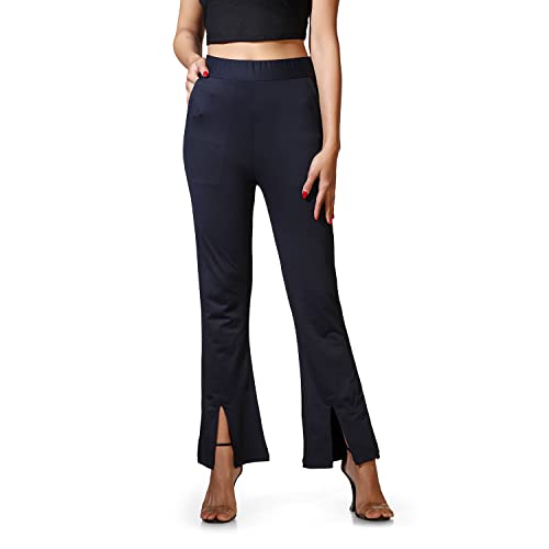 Image of Leriya Fashion Women's Western Trouser Pant | Solid Stretchy Lycra Tapered Trousers with 2 Front Pockets | Regular Fit Trouser for Professionals | Casual | Wear for Ladies