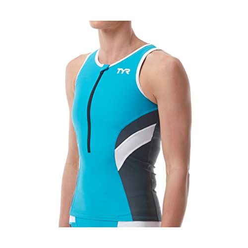 TYR TCOFN6A582XS Women's Comp Singlet Turq/Grey/White XS