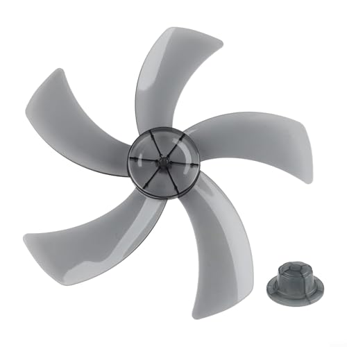Repuesto de hoja de ventilador de 18 pulgadas, cinco para hoja de ventilador de plástico para ventiladores de pedestal o escritorio de 18 pulgadas, material PP con cubierta de tuerca, negro/blanco