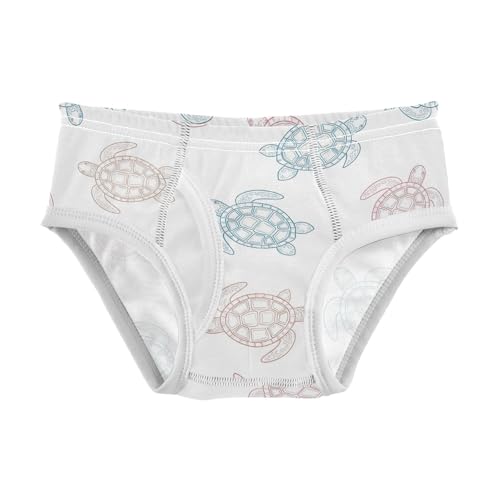 CHIFIGNO Boys' Underwear Cotton Briefs Printed Breathable Little Boy Brief Underwear, Pastel Sea Turtle White