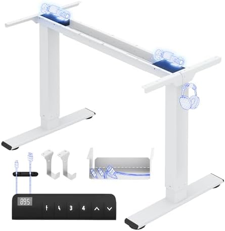FLEXISPOT Höhenverstellbarer Schreibtisch Gestell E1 PRO mit Doppelmotor | Elektrische Tischbeine höhenverstellbar mit Kabelmanagement & 2 Haken,LED-Höhenanzeige&4 Speicherplätzen
