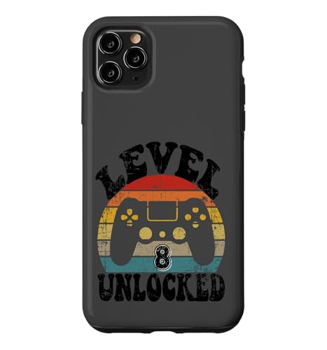 Level Eight Unlocked 8th Birthday Tee Video Game 8 Year Old �X�}�z�P�[�X iPhone 11 Pro Max �p