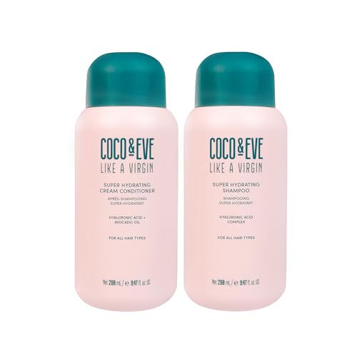 Coco & Eve Like A Virgin - Moisturising Shampoo & Conditioner - Natural Hair Care without Sulphates with Argan Coconut and Avocado Oil - for Dry Damaged & Coloured Hair - 280 ml