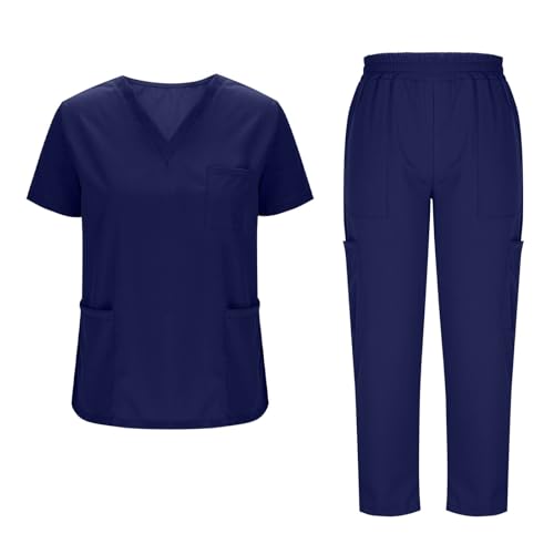 Unisex Medizinische Uniform, Krankenschwester Krankenhaus Berufskleidung mit Oberteil und Hose, V-Ausschnitt Schlupfkasack für Altenpflege Krankenpflege Scrubs für Frauen Set Medizinische Kleidung Unisex Medizinische Uniform, Krankenschwester Krankenhaus Berufskleidung mit Oberteil und Hose, V-Ausschnitt Schlupfkasack für Altenpflege Krankenpflege Scrubs für Frauen Set Medizinische Kleidung