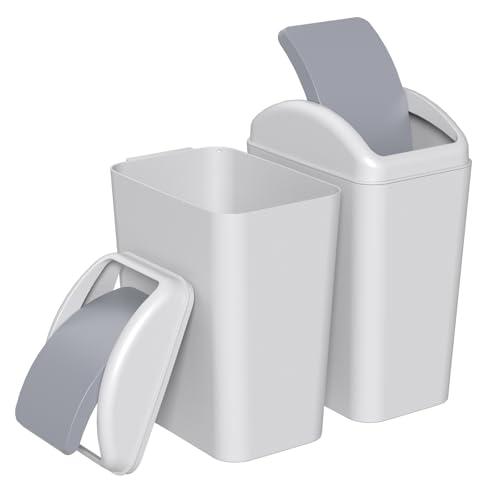 Caneca de basura pequeña plástica 4.5 gal, tapa basculante, pack 2