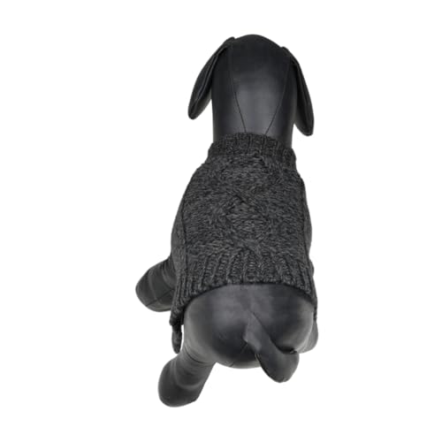 Image of Lulala Small Dog Autumn Sweater - Classic Turtleneck Knitwear for Cold Weather, Cable Knit Dog Outfits, Coat, Pet Apparel (Dark Grey, 12 Inch)