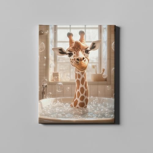 Girafe dans le bain toile XL pour créer un espace bien-être ludique