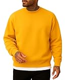 JustBlanks Sweatshirts for Men Fleece Men’s Sweatshirt Cotton Blend Mens Crewneck Sweatshirt Regular-Fit Pullover Sweatshirt - Gold - L