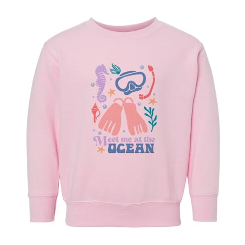 Meet Me At The Ocean Kids Sweatshirt Toddler 2T Pink