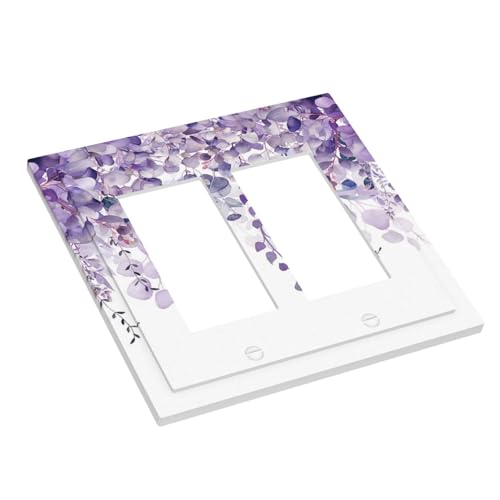 Purple Plants Leaves Eucalyptus Vine Floral Flowers Decorative Outlet Covers 2 Gang Double GFCI Rocker Electrical Wall Panels Light Switch Cover Plate for Bedroom Living Room Decor by Rcaryponeatra - Image 3