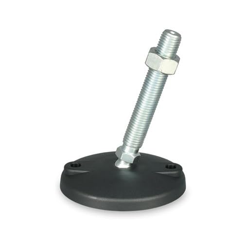 Pied articulé KM.SF10 M8 Ø 100 mm avec trous de fixation pour fixation au sol, réglable en hauteur, nivellable, pivotant, vis filetée M8 x 25 mm en acier galvanisé (1, M20 x 100 mm)