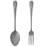 TiTo Titanium Cutlery Set, Lightweight Titanium Fork and Spoon Portable Reusable Flatware for Home Restaurant Outdoor Camping Party Trip Picnic (Matte-1 2pcs)