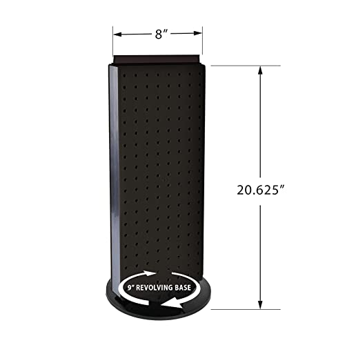 Azar Displays, 700508-BLK, Rotating Pegboard Display, Revolving Jewelry Organizer Stand, Retail Display for Accessories, Trade Show Booth Stand, Craft Shows, Counter Peg Board, Black, 8" x 20"
