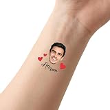Tatuajes Temporales Personalizados con Foto y Nombre – Tatuajes de Cara Personalizados, Pegatinas de Tatuaje Impermeables para Boda, Despedida de Soltera, Cumpleaños, Fiesta, Graduación