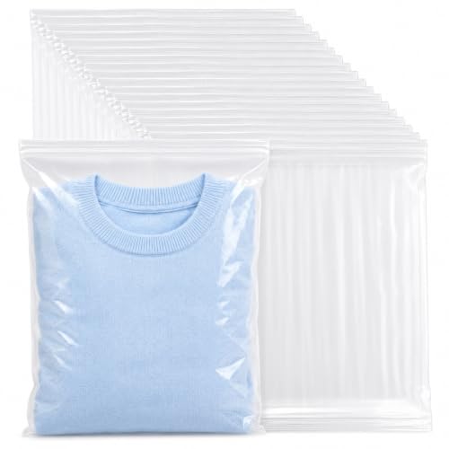 20 Pcs Large Ziplock Bags for Clothes, 40 x 50 cm Clear Waterproof Resealable Storage Bags for Travel, Luggage, Blankets, Bedding and Home Organisation
