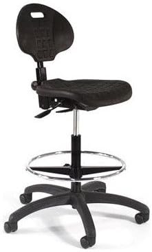 Height Adjustable Self Skin Laboratory Stool with Seat and Back Tilt Base Finish: Black Composite