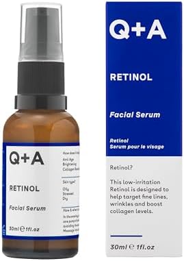 Q+A Retinol Facial Serum (30ml), Face Serum Skincare with Retinol, Squalane & Bisabolol, Smooths Fine Lines, Evens Skin Tone & Boosts Radiance, Vegan & Fragrance Free