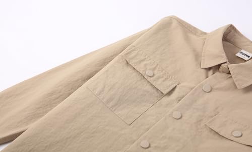 LittleSpring Boys Long Sleeve Button Down Shirts with Pockets 4-16 Years4