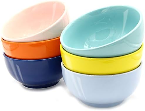 Youngever 28 Ounce Porcelain Bowls, Large Cereal Bowls, Large Soup Bowls, Microwave Safe, Dishwasher Safe, Set of 6 in 6 Assorted Colors