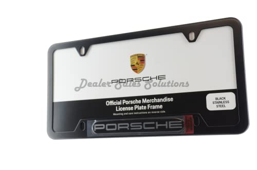 Porsche Genuine Oem Stainless Steel Nameplate License Frame - Matte Black Finish #TOP1