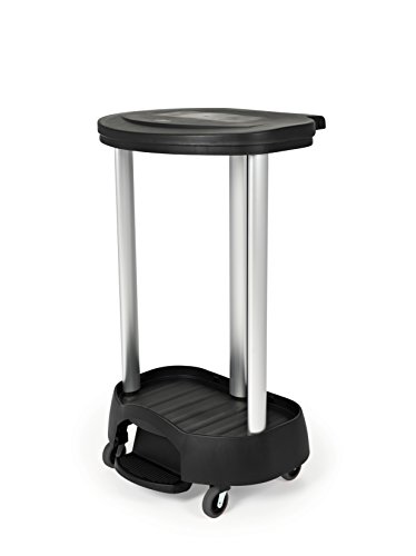 Rubbermaid Commercial Executive Series Step-On Linen Hamper/Laundry Basket with Front Locking Casters, 30 Gallon, Black, Hands Free Lid, for Hospitals/Medical Labs/Commercial Facilities