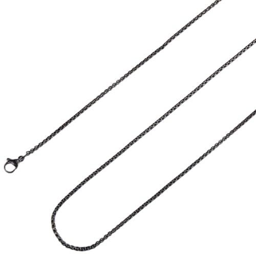 SUNNYCLUE 2 confezione Da 30 pollici/0.75 m 2mm Catena A Maglie Nere In Acciaio Inossidabile Catene A Maglie Sottili Rolo Cable Collana Quadrata Rotonda Lunga Maglie A Moschettone Catene In Metlega pe