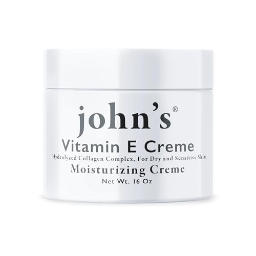 John's Vitamin E, A & D Collagen Cream – 16 oz Aloe-Enriched Moisturiser for Face & Body – Nourishing Vitamin E Skin Cream for Dry, Sensitive Skin