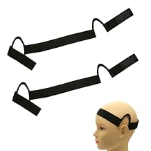 HINGTAI 2Pcs Lace Band Black Double-Sided Velvet C-Shaped Ear Painless Wig Bangs, Soft Painless Wig Band with Ear Cut Outs Tools, Comfortable Earless Melting Band Supplies