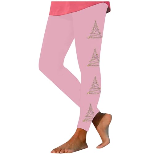 Womens Christmas Pants High Waist Luminous Christmas Tree Printed Stretch Legging Casual Fashion Xmas Hip Lift Pant