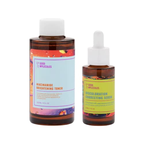 Good Molecules Blemish Scar & Discoloration Duo - Niacinamide Brightening Toner (120 ml/4 oz) and Discoloration Correcting Serum (30 ml/ 1 oz) - (Set of 2)