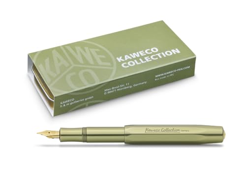 Image of Kaweco COLLECTION Fountain Pen Olivine I Premium Aluminium Fountain Pen with Steel Nib for Ink Cartridges Including Metal Box I Exclusive Pen 12.7 cm I Nib: M (Medium)