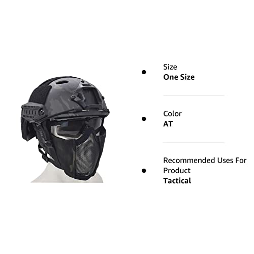 Jadedragon PJ Tactical Fast Helmet & Protect Ear Foldable Double Straps Half Face Mesh Mask & Goggle (at)